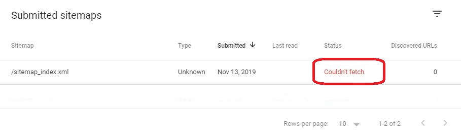 Sitemap Couldn’t Fetch