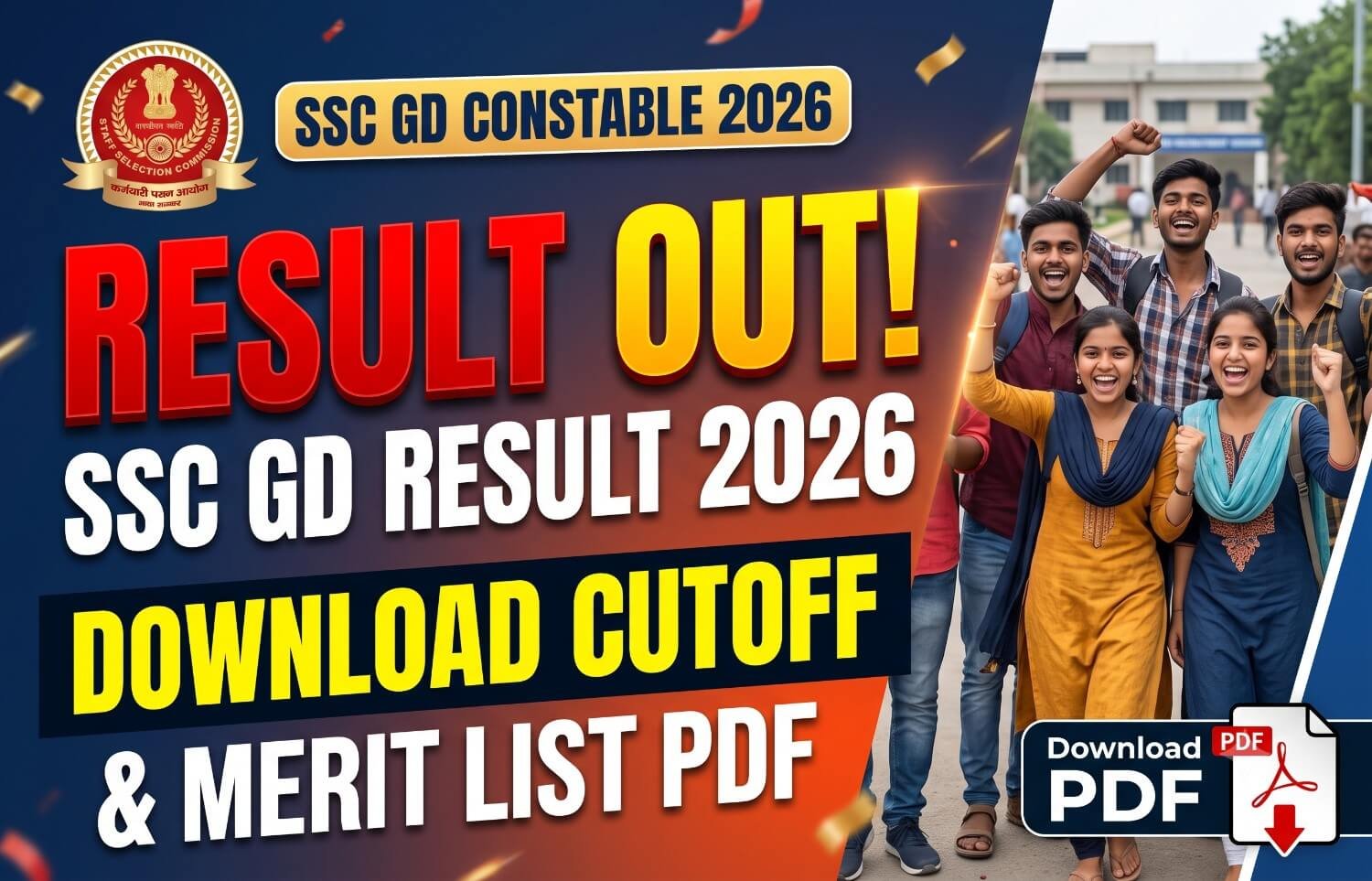 SSC GD Result 2026 Out Download Cutoff and Merit List PDF